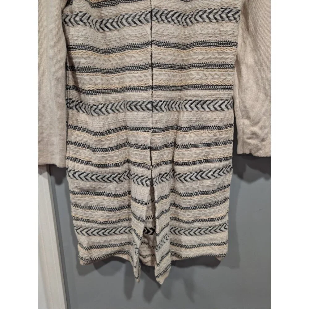 Tory Burch Jacquard Knit Wool Blend Sweater Coat Sz L Hook Eye Close Luxury FLAW